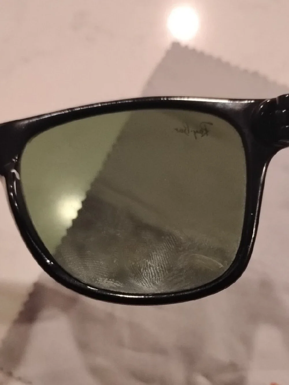 Ray-Ban White Frame Wayfarer Sunglasses with Green Lenses